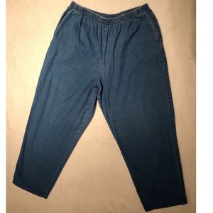 Light weight jeans w/elastic waist&side pockets